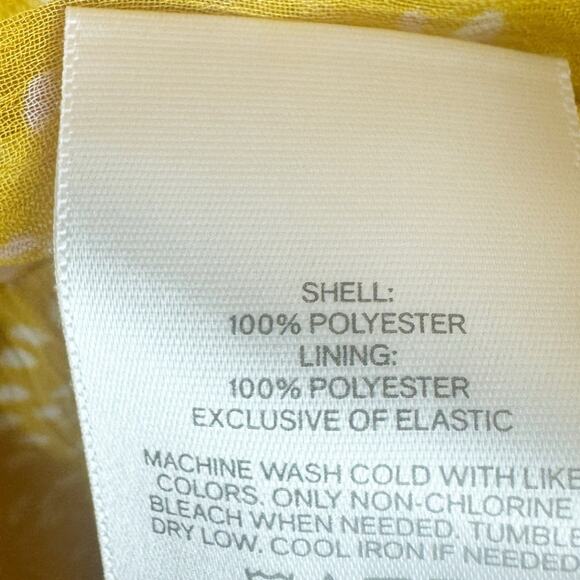 Express Womens Yellow Short Sleeve Dress Ruffle Bottom Small Dot Pattern XL - Picture 6 of 10